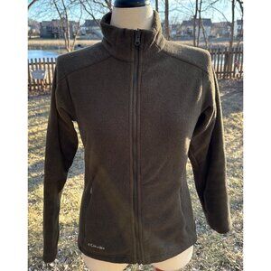 Columbia Womens Soft Fleece Zip Up Jacket In Olive Green With Subtle Texture & W